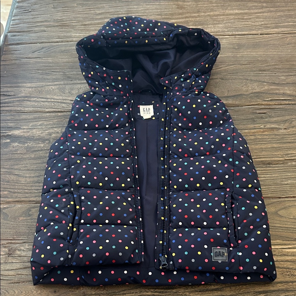 GAP Multicolor Polka Dot Hooded Vest